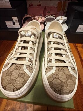 Gucci Beige GG Monogram Sneakers
